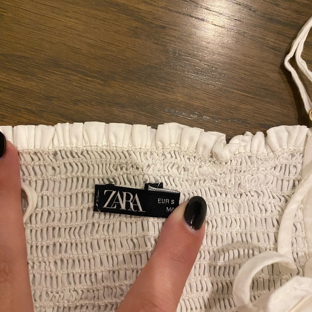 Zara White Ruffle Cropped Tank Top - Picture 4 of 5